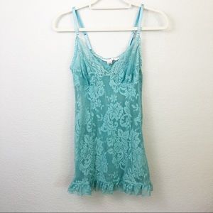 Victoria’s Secret light turquoise lace chemise slip